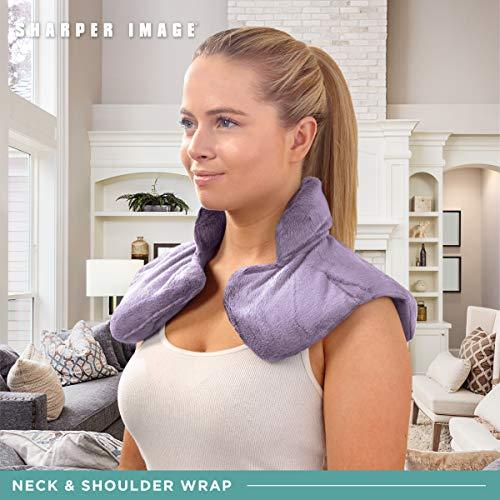 Sharper Image Neck and Shoulder Wrap Pillow Hot and Cold Microwavable Heating Pad with Herbal Aromatherapy for Muscle Pain and Tension Relief Therapy, Cold Compress, Natural Lavender Scent (Lavender)