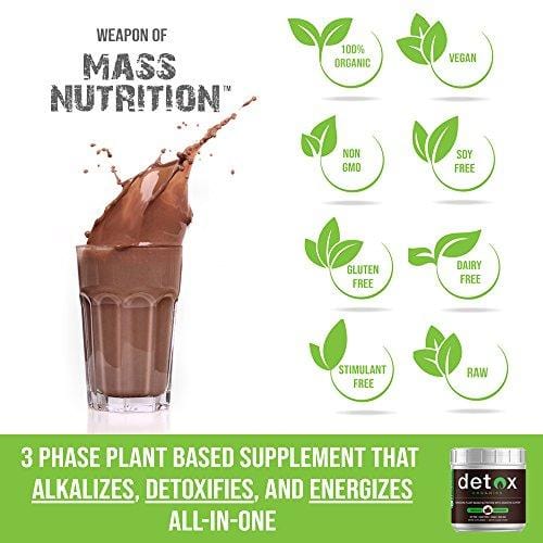 Chocolate Greens SUPERFOOD Powder - Amazing Taste - Organic Super Food Green Daily Vegetable Juice Smoothie Drink Supplement with Wheatgrass and 25+ Superfoods by Detox Organics