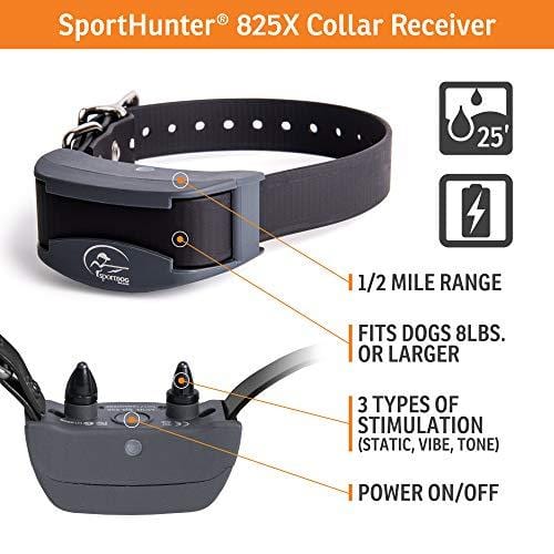 SportDOG Brand SD-825X SportHunter 825X Remote Trainer - Rechargeable Dog Training Collar with Shock, Vibrate, and Tone - 1/2 Mile Range, gray, Â½ Mile Range - 3 Dog Expandability
