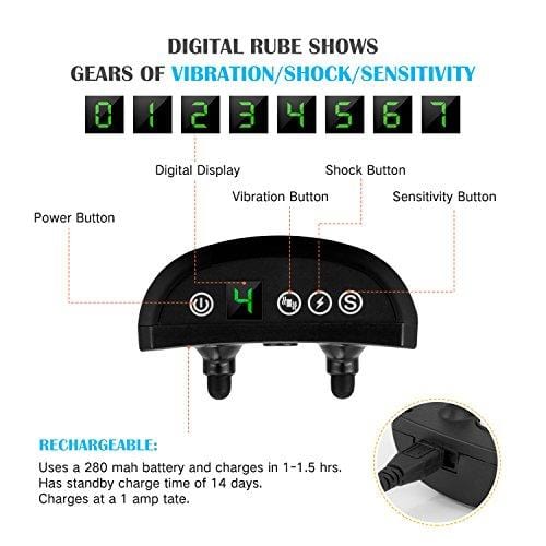 Bark Collar, 2019 NEW Training Collar Adjustable Vibration, Shock Sensitivity Level 1-7, Rechargeable Waterproof, Smart Barking Detection Small Large Dog, No Bark Collar