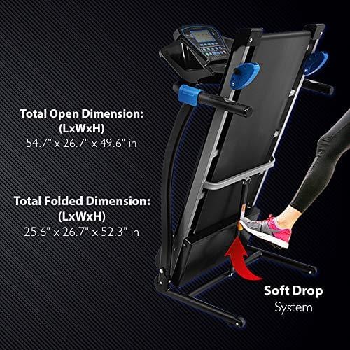 SereneLife Smart Digital Folding Treadmill - Electric Foldable Exercise Fitness Machine, Large Running Surface, 3 Incline Settings, 16 Preset Program, Downloadable Sports App for Running & Walking