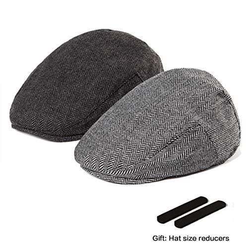 LADYBRO Black+Grey Tweed Newsboy Cap - Retro Wool Hat for Men Flat Cap Ivy Hat Cap Golf Hat 2Pack [product _type] LADYBRO - Ultra Pickleball - The Pickleball Paddle MegaStore