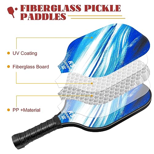 Wakefa Professional Pickleball Paddles Set: USAPA Approved Pickleball Paddle Graphite Carbon Pickleball Rackets, Pickleball Paddles Set of 2 with 1 Bag and 4 Pickleballs (Pickleball Set-K5)