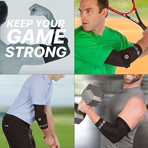 WIMI Sports & Fitness 1 Tennis Elbow Brace for Tendonitis & 1 Elbow Compression Sleeve (1-Count) - Eases Tennis Elbow - Golfers Elbow & Arm Pain + Provides Relief & Support for Sore Muscles & Tendons
