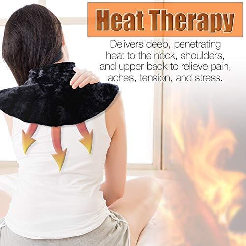 Heating Pad for Neck and Shoulders | Microwavable Weighted Heat Therapy Wrap with 100% Natural Aromatherapy Herbs | Microwave Hot/Cold Pack for Pain & Anxiety Relief, Tension Headache Migraines & More
