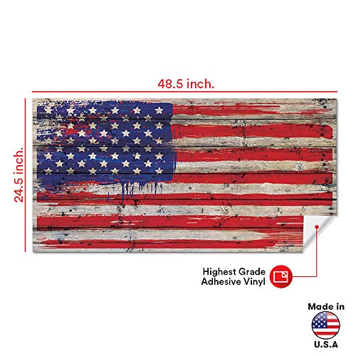 Cornhole Board Skin Wrap Decal - Vinyl Tournament Corn Hole Bean Bag Toss Sticker - Weather Resistant USA Flag Board Game - For Children Adults Colleges Festivals & Bars - 24.5x48.5 (USA)