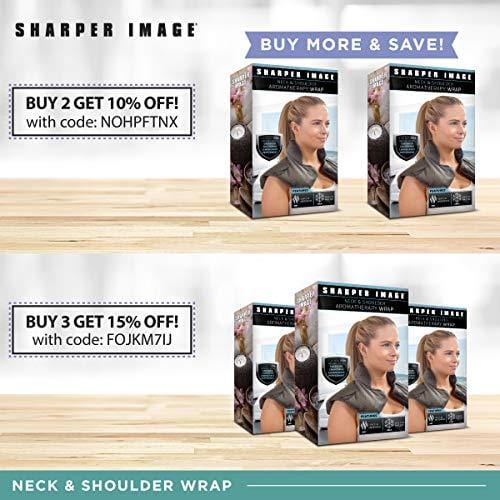Sharper Image Neck and Shoulder Wrap Pillow Hot and Cold Microwavable Heating Pad with Herbal Aromatherapy for Muscle Pain and Tension Relief Therapy, Cold Compress, Natural Lavender Scent (Gray)