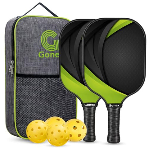 Gonex Pickleball Paddles, USAPA Approved Graphite Pickleball Rackets with Comfort Grip, Carbon Fiber Pickleball Set of 2/4 Paddles with 4 Balls, Portable Carry Bag