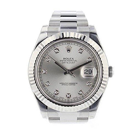 Rolex Datejust II 41mm Steel Silver Diamond Dial Men's Watch 116334