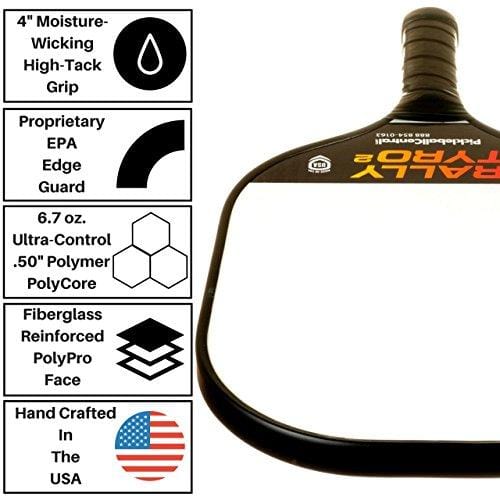 PickleballCentral Rally Tyro 2 Pickleball 2 Player Paddle and Ball Set Two (2) Rackets and Four (4) Balls | Advanced Composite Polypropylene Honeycomb Core and Fiberglass Face || Great Gift