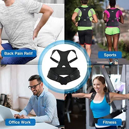 QNTICH Back Brace Posture Corrector Fully Adjustable Support Belt Improves Posture and Provides Lumbar Back Brace Lower and Upper Back Pain Relief Upright Go Posture (Large(27"-35"Waist))