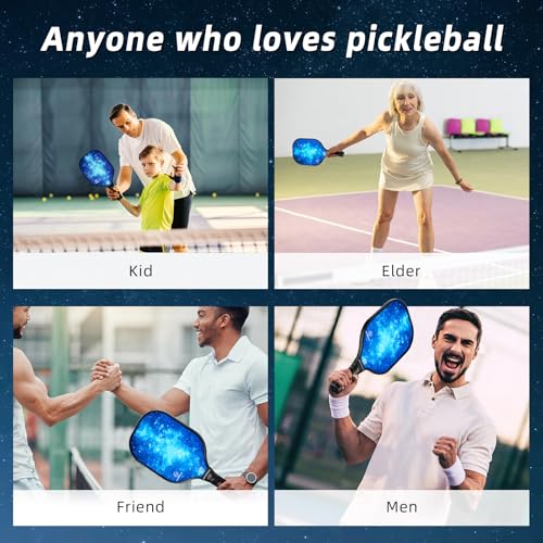 Pickleball Paddles Set of 2/4, USAPA Approved Pickleball Set Pickleball Rackets 2 Pack, Fiberglass Surface Pickle-Ball Equipment, Pickleball Racquet Gifts for Beginners & Pros(Blue)