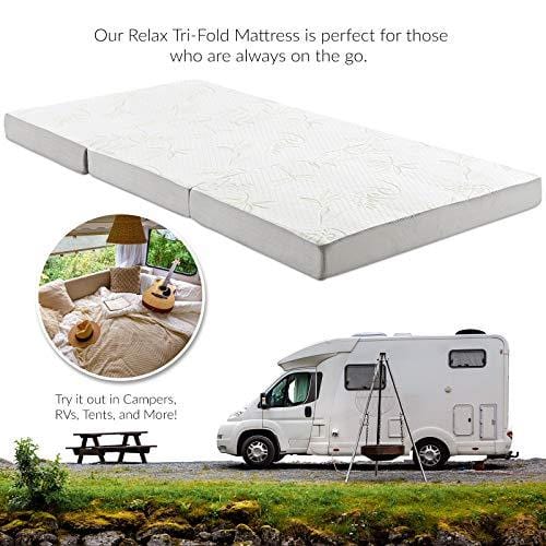 Modway 4" Relax Tri-Fold Mattress Topper CertiPUR-US Certified with Soft Removable Cover and Non-Slip Bottom (31" x 75") - 10-Year Warranty