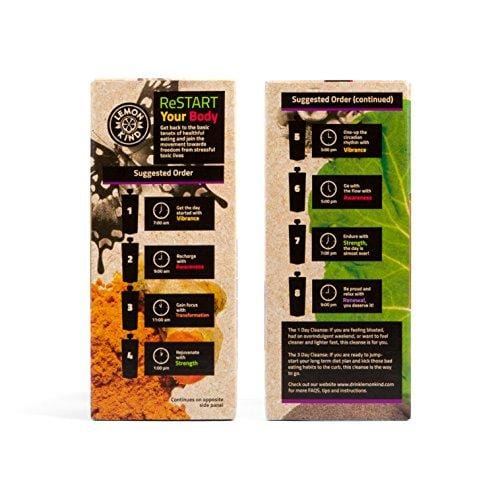 Lemonkind SUPER DETOX ME Metabolism Booster 3 Day Cleanse, Fruits & Veggies plus SUPERFOODS - Chlorella, Turmeric, Chia, Green Tea and Acerola - 24 Juices (Pack of 3)