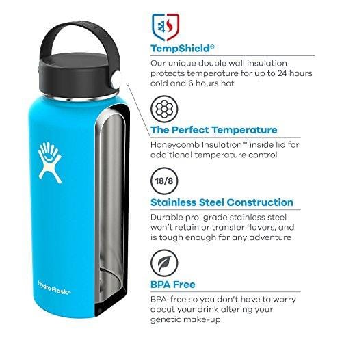 Hydro Flask Vacuum Insulated Stainless Steel Water Bottle Wide Mouth with Straw Lid (Black, 40-Ounce) [product _type] Hydro Flask - Ultra Pickleball - The Pickleball Paddle MegaStore