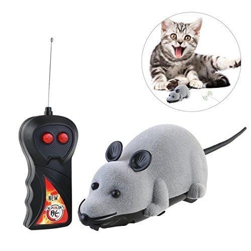 ROSENICE Electronic Remote Control Mini Mouse Cat Toy Simulaton Plush Mouse Chase Toy (Grey)