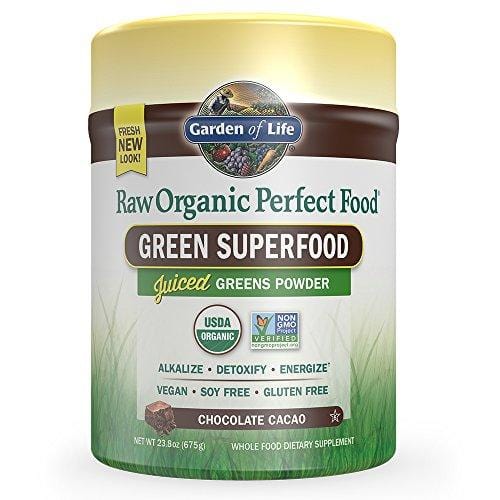 Garden of Life Raw Organic Perfect Food Green Superfood Juiced Greens Powder - Chocolate, 60 Servings - Non-GMO, Gluten Free, Vegan Whole Food Dietary Supplement, Plus Probiotics & Enzymes