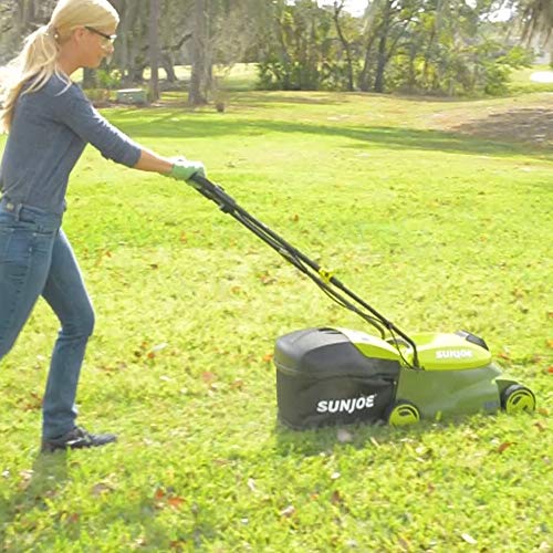 Sun Joe MJ401C-PRO 14-Inch 28-Volt Cordless Push Lawn Mower, w/Rear Discharge Chute