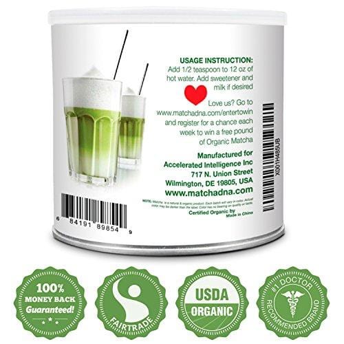 MatchaDNA 1 LB Certified Organic Matcha Green Tea Powder (16 OZ TIN CAN)