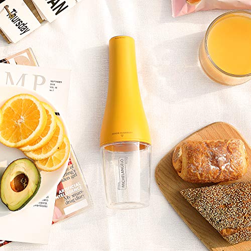 MICHELANGENLO Portable Blender for Shakes and Smoothies, Single Serve Blender Mini Smoothie Blender with Travel Cup and Lids, Travel Blender Juice Mixer Maker -Orange