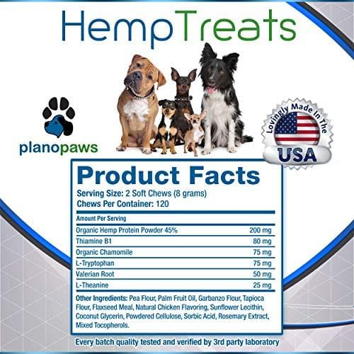 Hemp Treats - Safe Calming Treats for Dogs - Hemp Oil for Pets - Dog Anxiety Relief - Natural Calming Aid - Helps with Separation Anxiety - Storms - Fireworks - Chewing - Stress - Barking - 120 Count