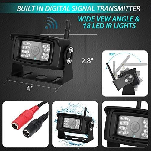 FHD 1080P Digital Wireless 2 Backup Camera for RVs/Trailers/Trucks/Motorhomes/5th Wheels 7''Monitor with DVR Highway Monitoring System IP69K Waterproof Super Night Vision