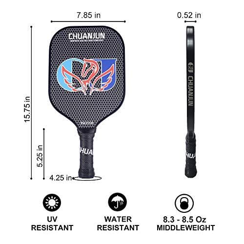 Chuanjun Pickleball Paddle Set - 2 Premium Graphite Rackets Honeycomb Composite Core Balls, Ultra Cushion Grip, Lightweight with Cover, Pickleball Racquet for Men Women Kids Indoor Outdoor