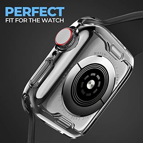 MIZOO Case for Apple Watch Screen Protector, 38mm All Around Soft TPU HD Clear Touch Screen Protector Bumper Cover [2 Pack] Ultra-Thin Case for Series 3/2/1 38mm