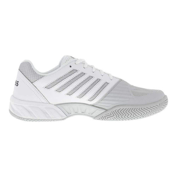 K-Swiss Men's Bigshot Light 3 Tennis Shoes (White/Silver) (13 D(M) US) [product _type] K-Swiss - Ultra Pickleball - The Pickleball Paddle MegaStore