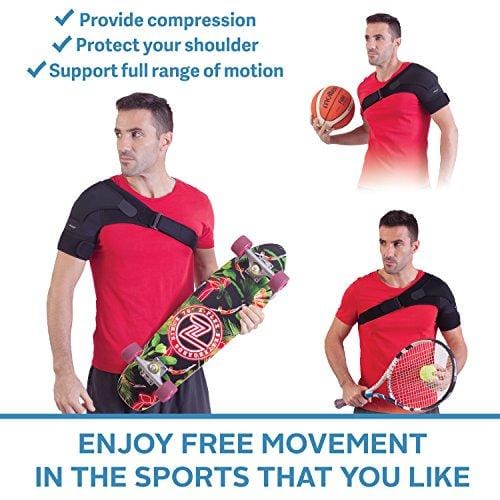 Shoulder Brace for Men and Women+ Bonus – for Torn Rotator Cuff Support,Tendonitis, Dislocation, Bursitis, Neoprene Shoulder Compression Sleeve Wrap by Zenkeyz