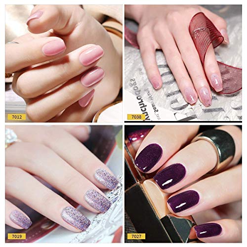 AZUREBEAUTY Gel Nail Polish Set - Pink Purple Glitter Colors Soak Off UV LED Gel Polish Kit 8 PCS 0.24 OZ