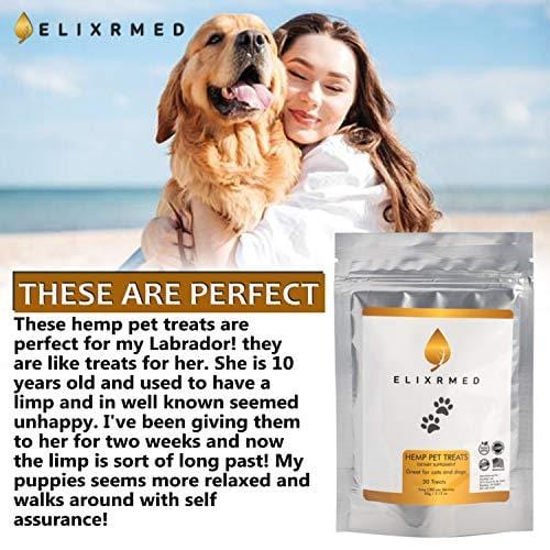 ElixrMED Organic Hemp Oil Treats for Dogs and Cats - Full Spectrum Hemp Oil Nuggets for The Relief of Anxiety, Inflammation, Painful Joints, and Overall Wellness for Your Dogs and Cats