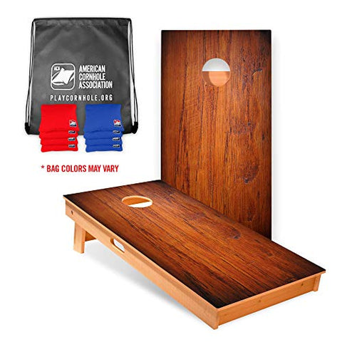 Official Cornhole Boards & Bags Set - American Cornhole Association - Dark Wood Design - Heavy Duty Wood Construction - Regulation Size Bean Bag Toss for Adults, Kids - Lawn, Tailgate, Camping