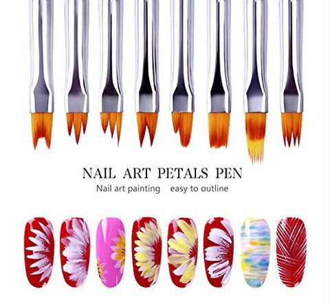 8 Pcs Nail Brush Pen Gradient Acrylic Painting Brush Set UV Gel Flower Drawing Pen Purple Handle Manicure Nail Art Polish Pen Tool