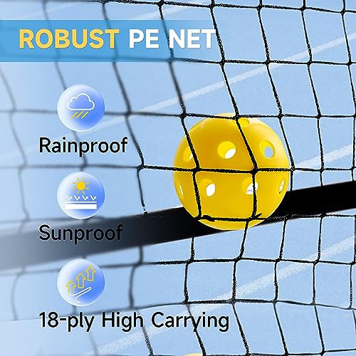 Pickleball Set with Net, Rengue Pickleball Net with Wheels for Driveway Backyard,22FT Regulation Size,4 Pickleball Paddles & 6 Balls, 1 Carry Bag, 1 Ball Bag, Pickleball Set for Indoor Outdoor Play