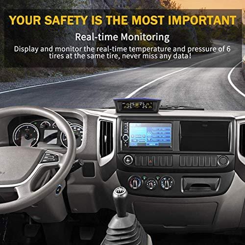 Tymate B2BAQ0003-C1 Solar Power for RV Trailer, Wireless Monitoring System with 6 DIY Sensors, Real-time Displays 6 Tires' Pressure and Temperature TPMS