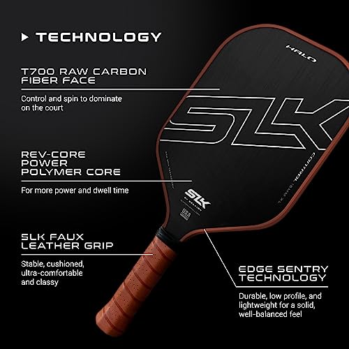 Selkirk SLK Halo Power XL Pickleball Paddle | Raw Carbon Fiber Pickleball Paddle with a Rev-Core Power Polymer Core | The Pickleball Paddle Designed for Ultimate Spin & Power