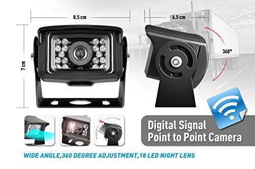 ZEROXCLUB Digital Wireless Backup Camera System Kit No Interference IP69 Waterproof Wireless Rearview Camera 7''Wireless Reversing Monitor for Truck/Semi-Trailer/RV/Box Truck WX04