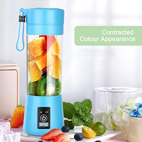 Dr.me Portable Blender, Personal Mixer Fruit Rechargeable with USB, Mini Blender for Smoothie, Fruit Juice, 380ml, Six 3D Blades for Great Mixing (Blue)
