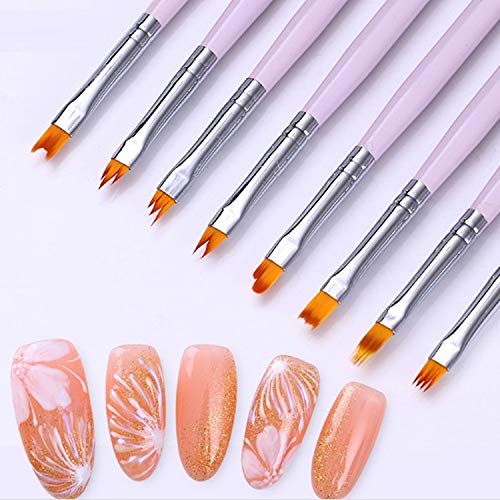 8 Pcs Nail Brush Pen Gradient Acrylic Painting Brush Set UV Gel Flower Drawing Pen Purple Handle Manicure Nail Art Polish Pen Tool