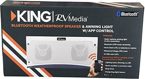 KING RVM2000 Premium Bluetooth Outdoor Speaker with Multi-Color LED Light and App Control - White