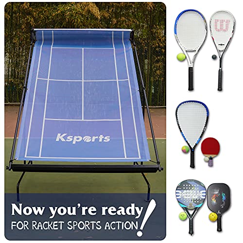 Ksports Tennis Rebounder Net Blue - Rebound Wall for Racket Sports - for Pickleball Padel Squash Racquetball Table Tennis -Portable Backboard for Indoor & Outdoor Training with Carry Bag