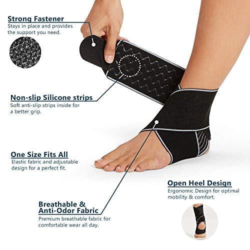 ComfiLife Ankle Brace for Men & Women – Adjustable Compression Ankle Support Wrap – Perfect Ankle Sleeve for Plantar Fasciitis, Achilles Tendon, Minor Sprains, Sports – Breathable, One Size Fits All