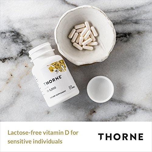 Thorne Research - Vitamin D-5000 - Vitamin D3 Supplement (5,000 IU) for Healthy Bones and Muscles- NSF Certified for Sport - 60 Capsules