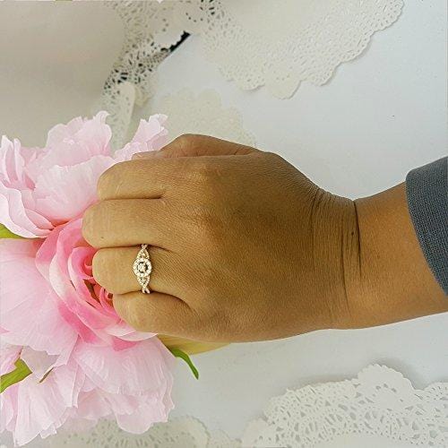 Dazzlingrock Collection 0.50 Carat (ctw) 10K Champagne & White Diamond 3 Stone Engagement Ring 1/2 CT, Rose Gold, Size 7