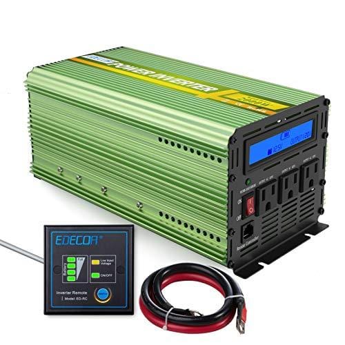 EDECOA 2000W Power Inverter 12V DC to 110V AC Power Converter with Remote Controller