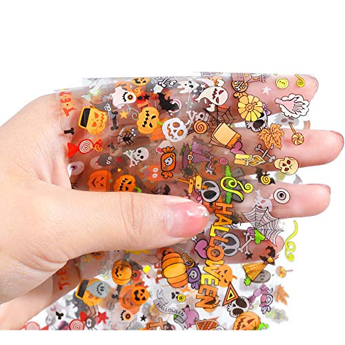 20 Roll Nail Art Stickers Nail Foil Transfer Wraps Decals, Nail Art DIY Decoration Kit for Christmas Festival (Pumpkin, Bat, Spider,Snowman,Snowflake,Biscuit Man, Gift）