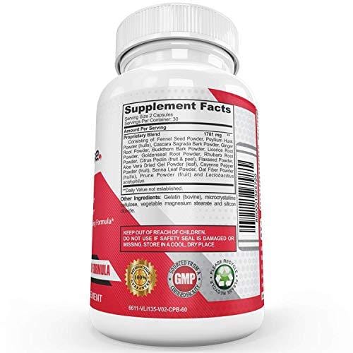 Detox & Cleanse | Total Body Detox & Colon Cleanse | Probiotics | 10 3-Day Cleanses | Flush Waste & Toxins | Weight Loss Support | 19 Herbs; Psyllium, Cascara, Senna, Buckthorn, Fennel, Aloe | 60Caps