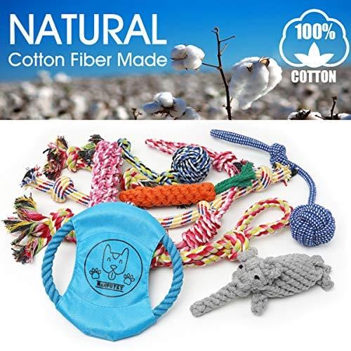 Ranphykx Dog Puppy Toys 11 Pack, Dog Rope Toys Puppy Chew Toys for Playtime Puppy Teething Toys, Dog Flying Disc, Washable Cotton Rope