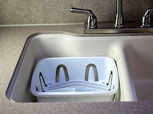 Camco Durable Mini Dish Drainer Rack and Tray Perfect for RV Sinks, Marine Sinks, and Compact Kitchen Sinks- White (43511)